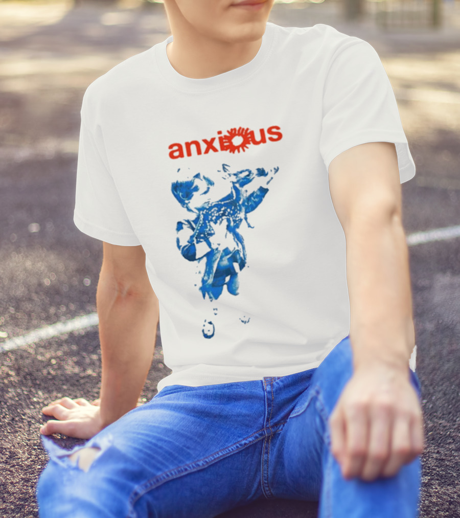 Anxious Blue Abstract Deer Kid T-Shirt