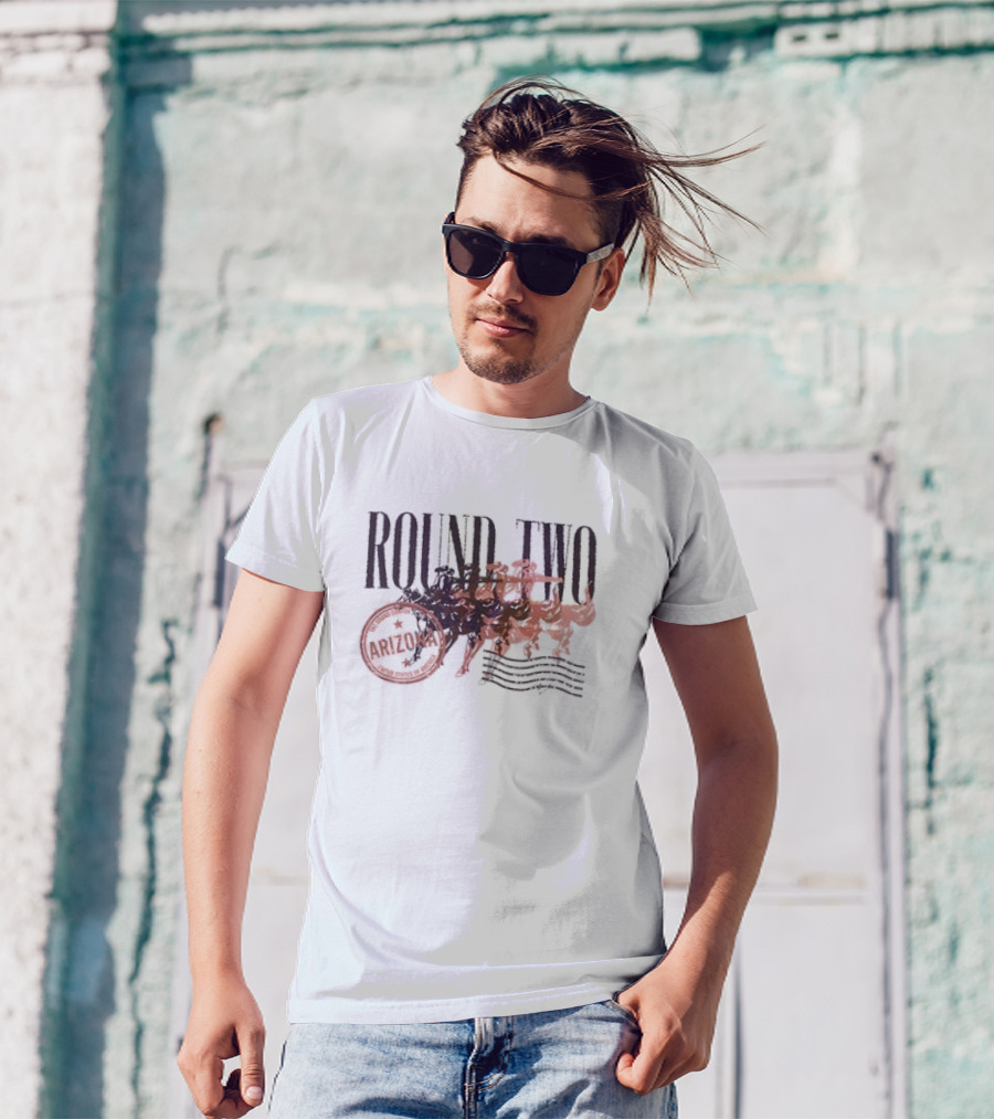 Round Two Arizona Vintage Cowboy Stamp T-Shirt