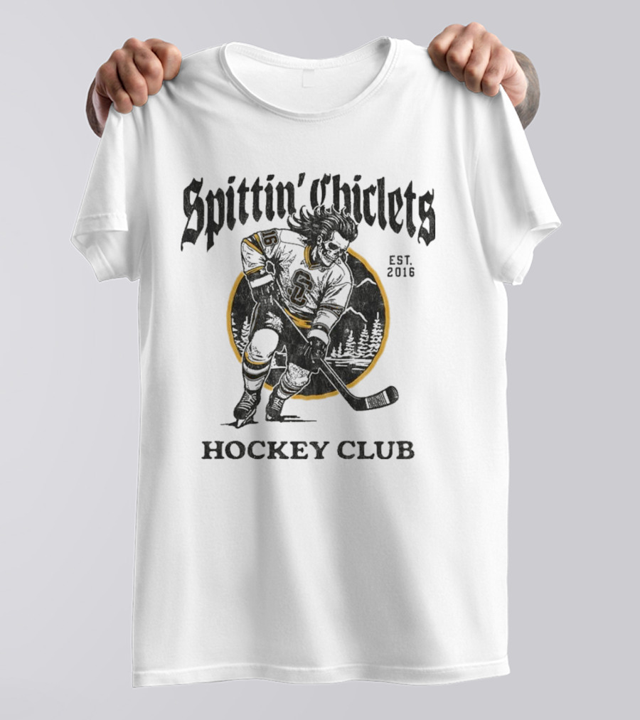Barstool Sports Merch Spittin' Chiclets Hockey Club Skullet T-Shirt