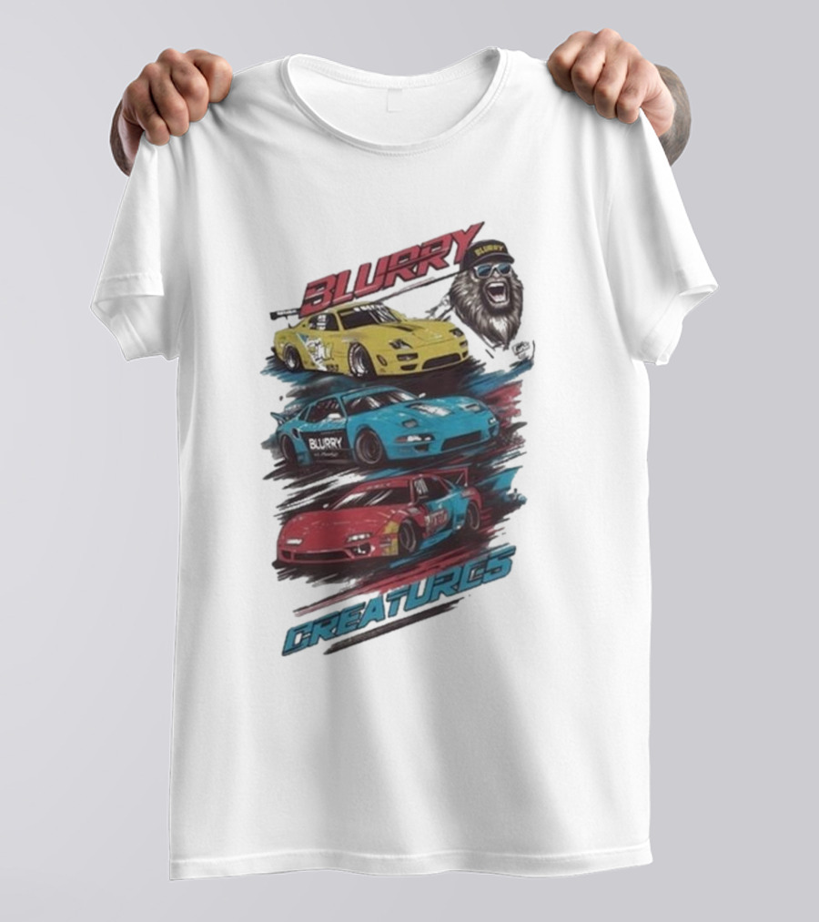 Blurry Creatures Talladega Blur Racing Cars Lion T-Shirt