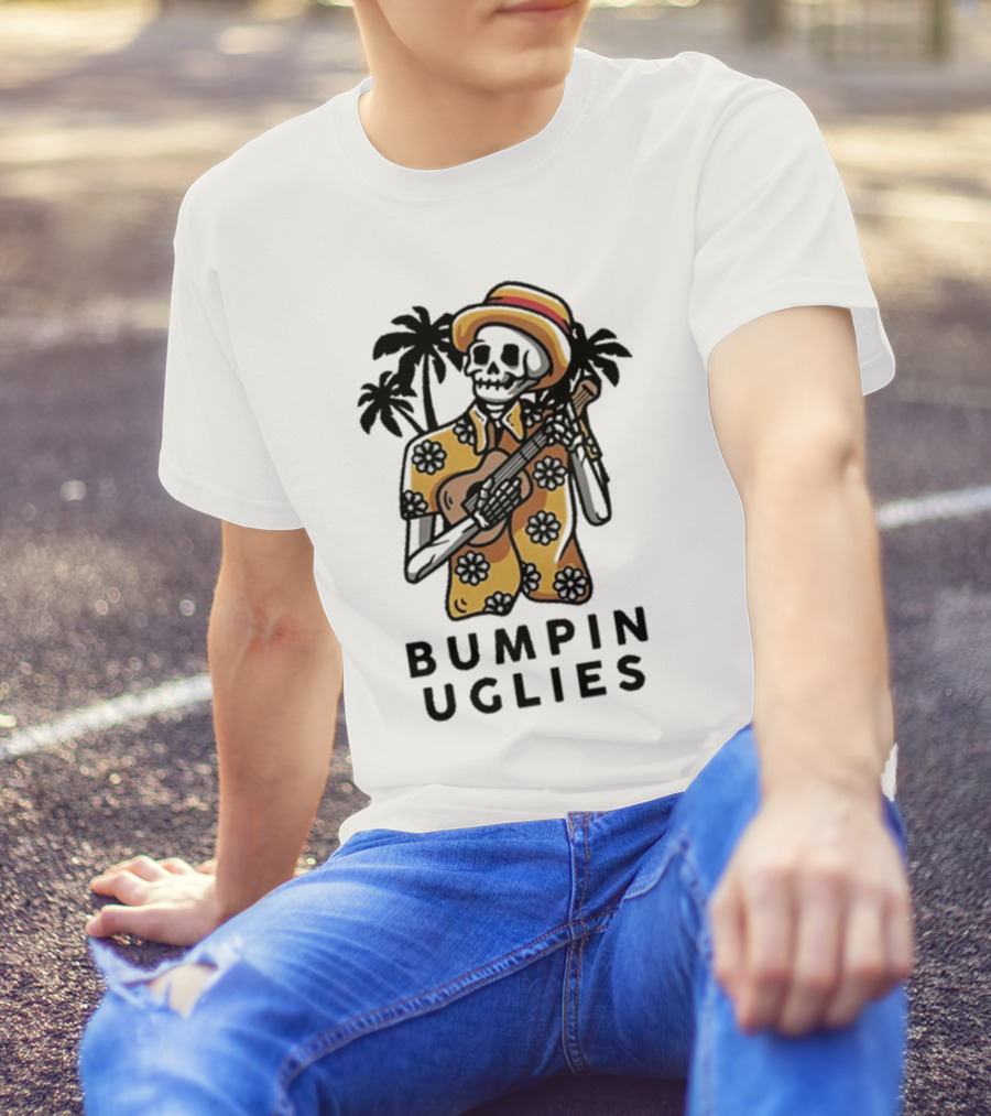 Bumpin Uglies Skeleton Playing Ukulele In Hawaiian T-Shirt