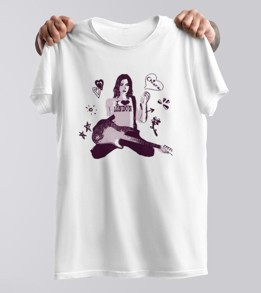 Chiara Oliver Libreta Rosa I Love London Guitar Art T-Shirt