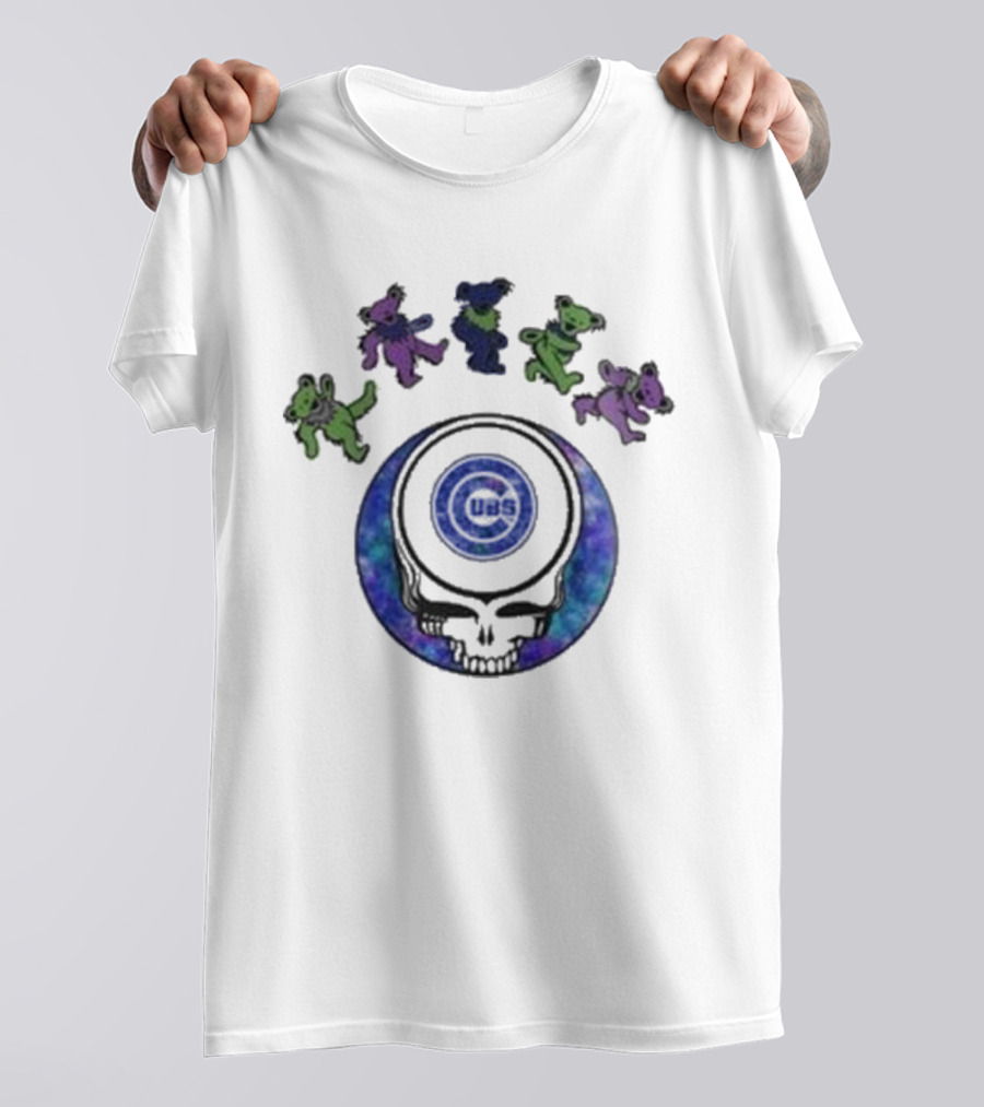Chicago Cubs 2025 Grateful Dead Night Skull Bears Baseball T-Shirt