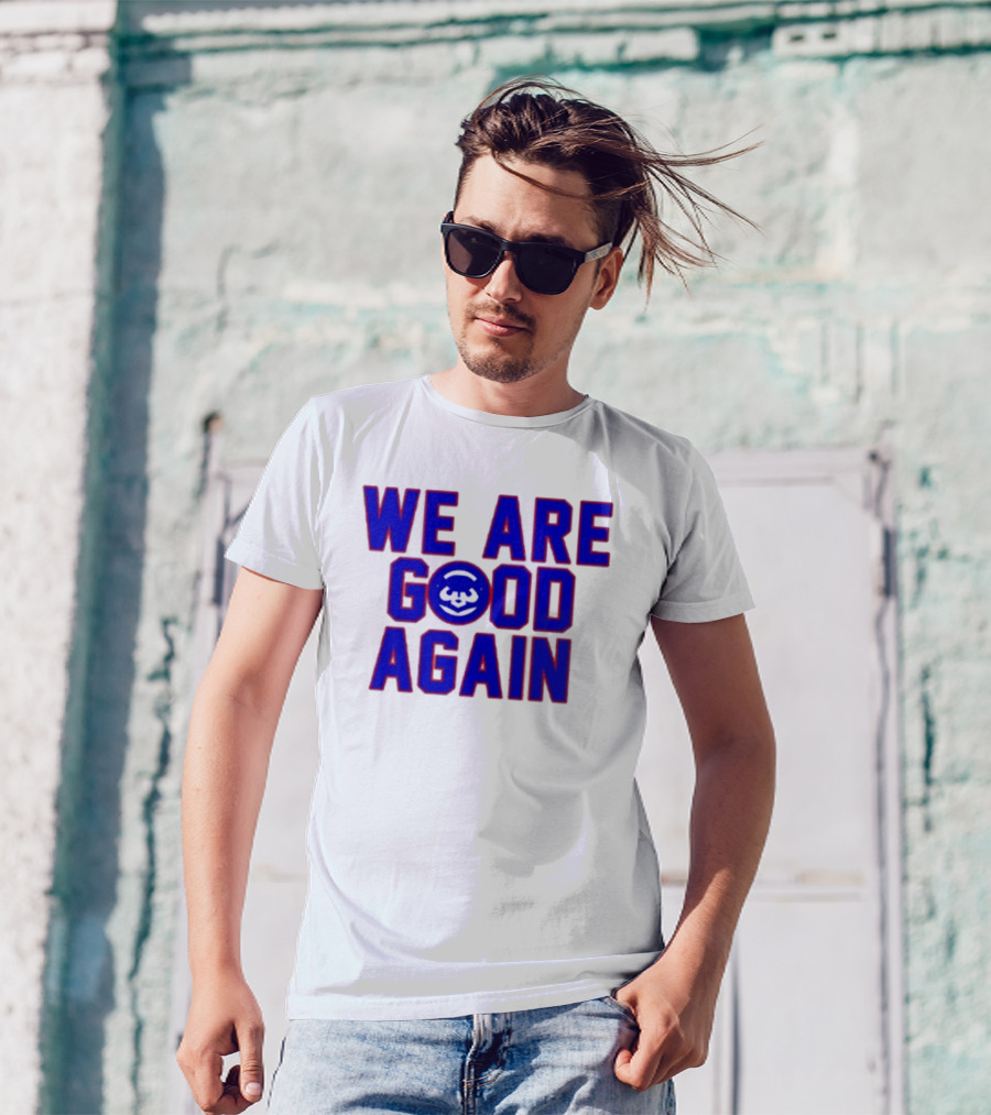 Chicago Cubs We Are Good Again Bear Face Emblem T-Shirt