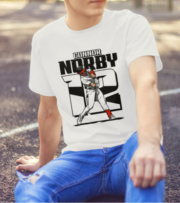 Solid Black Silhouette Baseball Connor Norby #12 Orioles Player T-Shirt