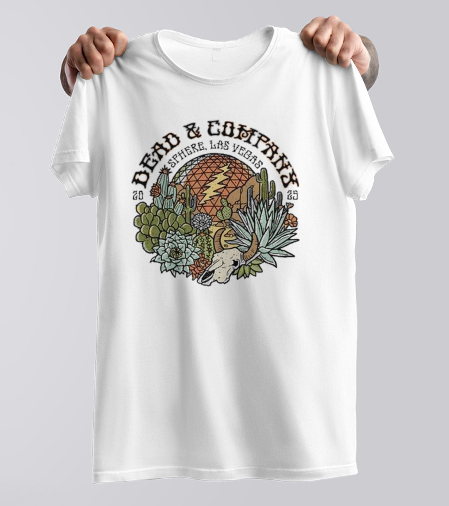 Dead & Company March 2025 Sphere Las Vegas NV Cactus Lightning Bolt T-Shirt
