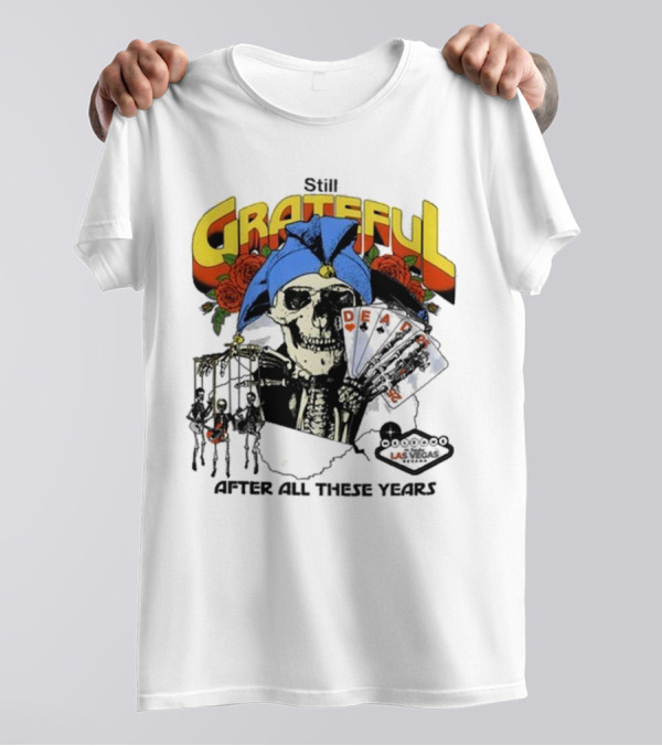 Dead And Company Grateful Skeleton With Blue Hat And Roses T-Shirt