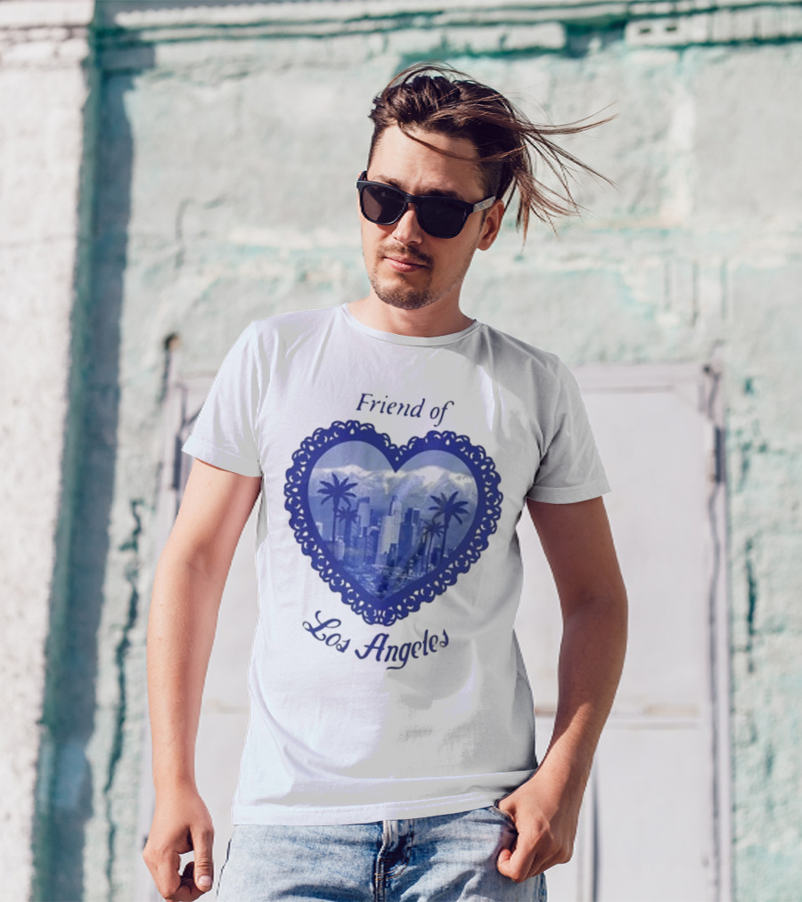 Friend Of Los Angeles Crooked Jon Lovett Heart Skyline Palms T-Shirt