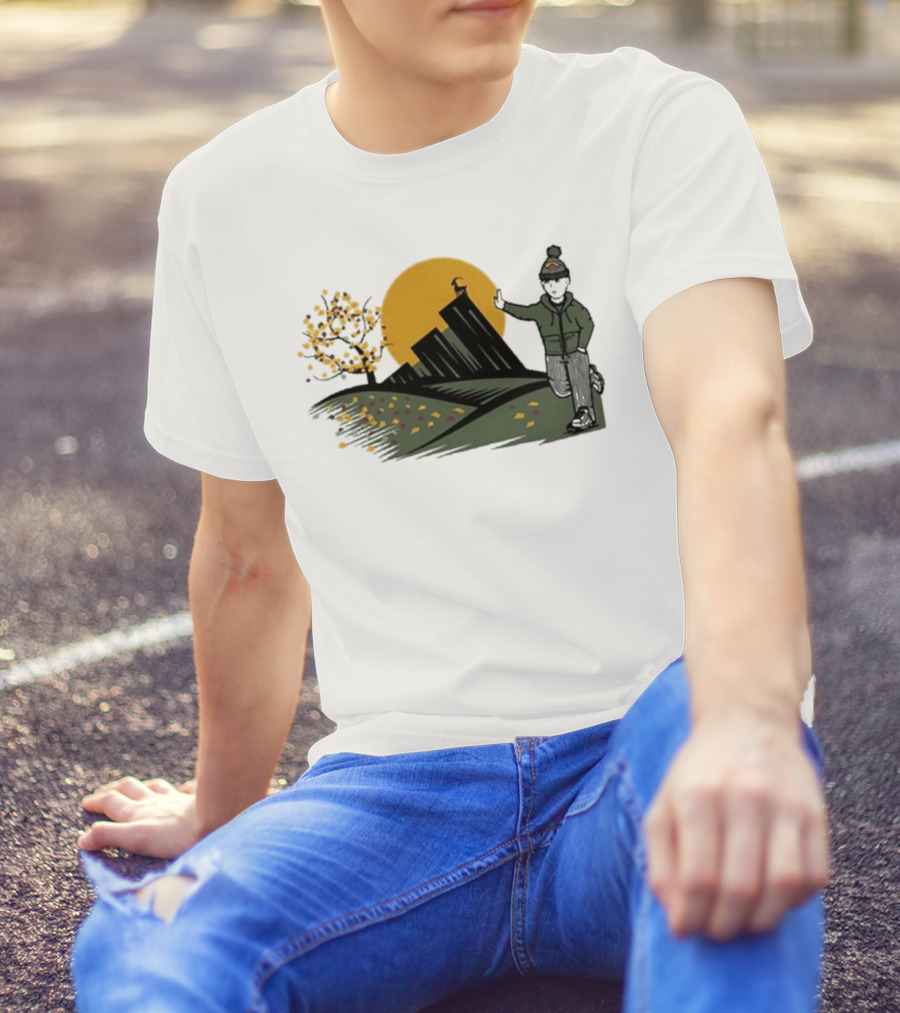 Daft Laddie Autumn Outdoors Skyline With Person Walking T-Shirt