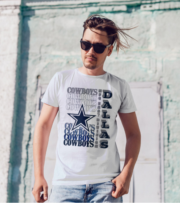Dallas Cowboys NFC East Division Star Graphics Cowboys Text Pattern T-Shirt