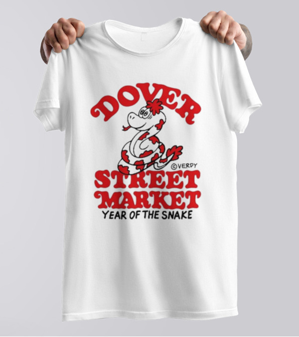 Dover Street Market X Year Of The Snake Red Text Desempacados Verdy Collaboration T-Shirt