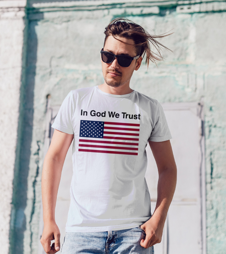 Eric Adams In God We Trust American Flag Pattern T-Shirt
