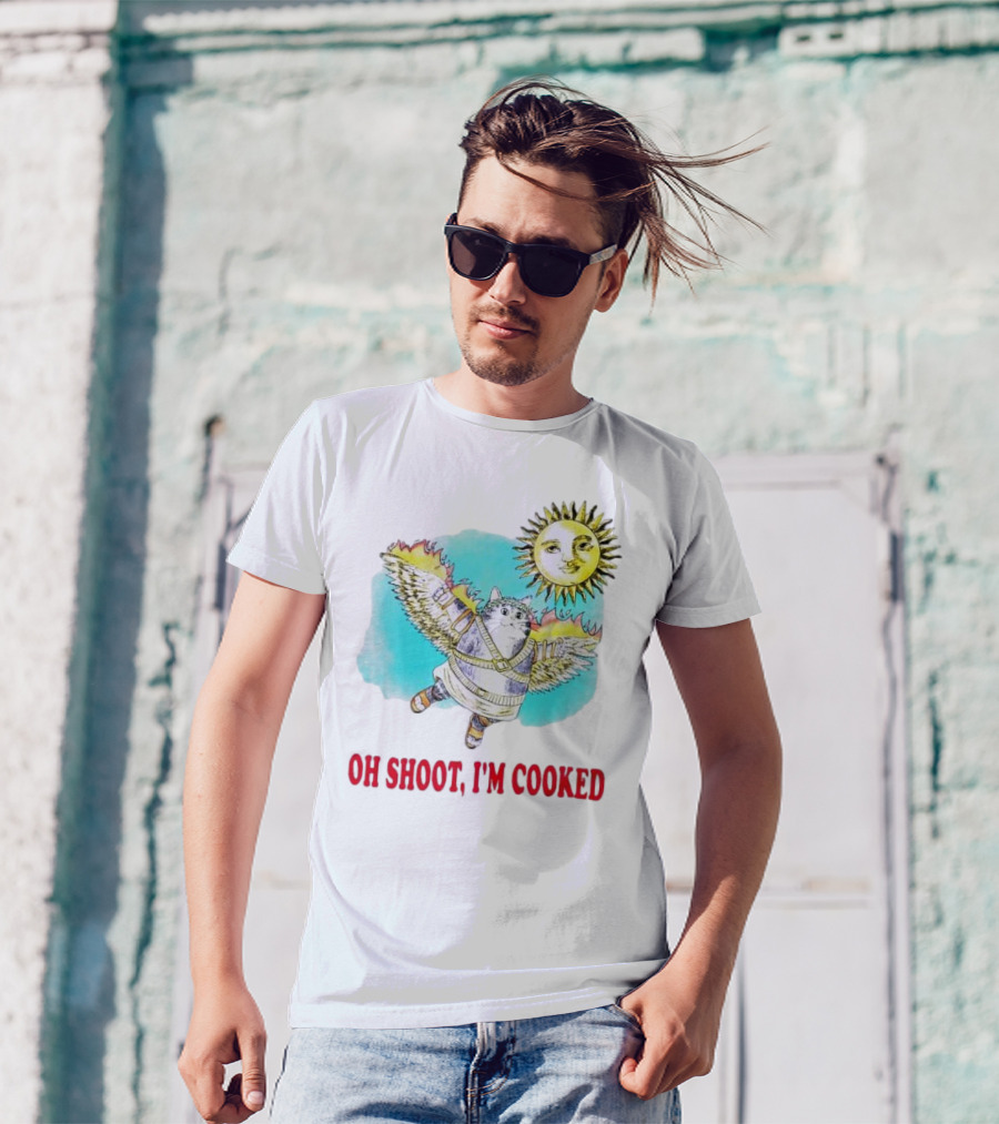 Oh Shoot I'm Cooked Winged Cat With Sun T-Shirt