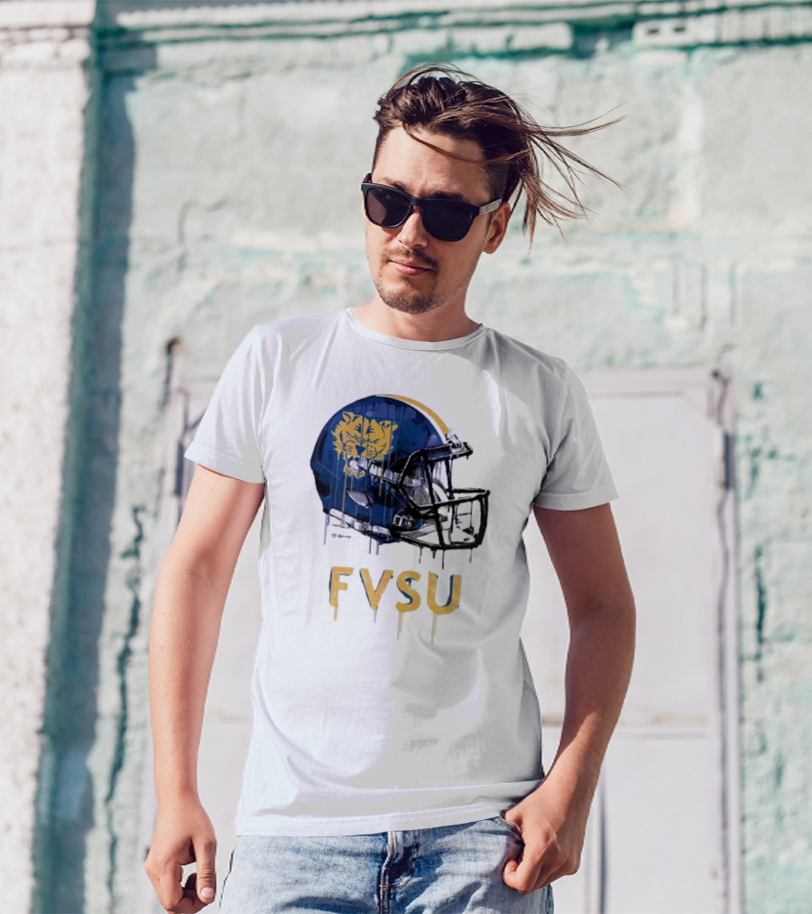 FVSU Wildcats Dripping Helmet Football T-Shirt