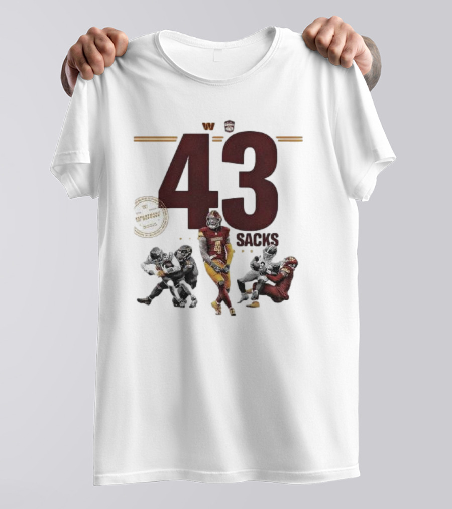 Frankie Luvu 43 Regular Season Sacks Football Action Washington Redskins T-Shirt