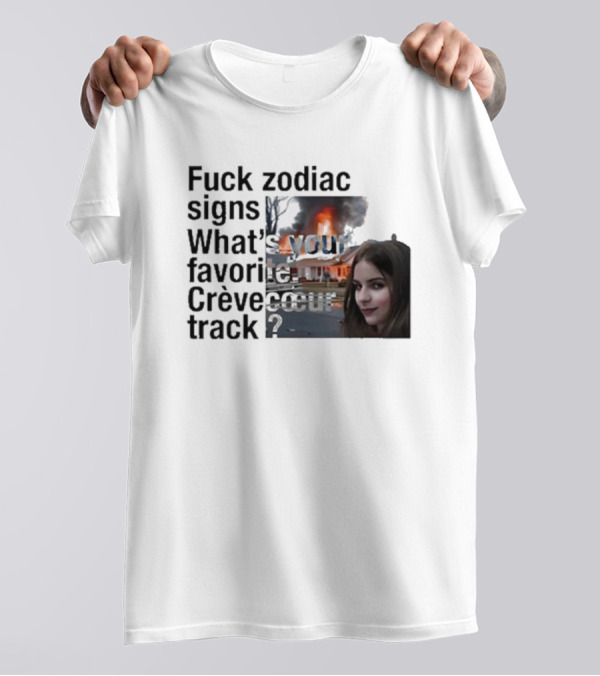 Crèvecoeur Track Favorite With Burning House Background And Girl Smirking T-Shirt