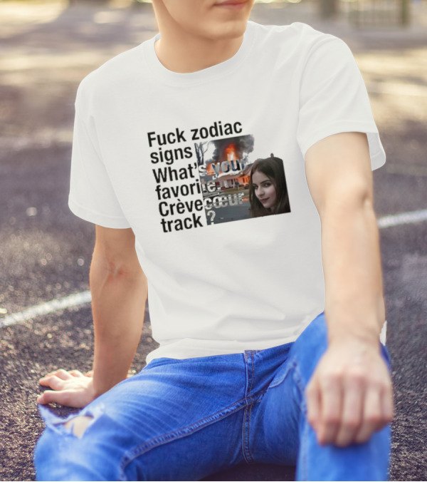 Crèvecoeur Track Favorite With Burning House Background And Girl Smirking T-Shirt