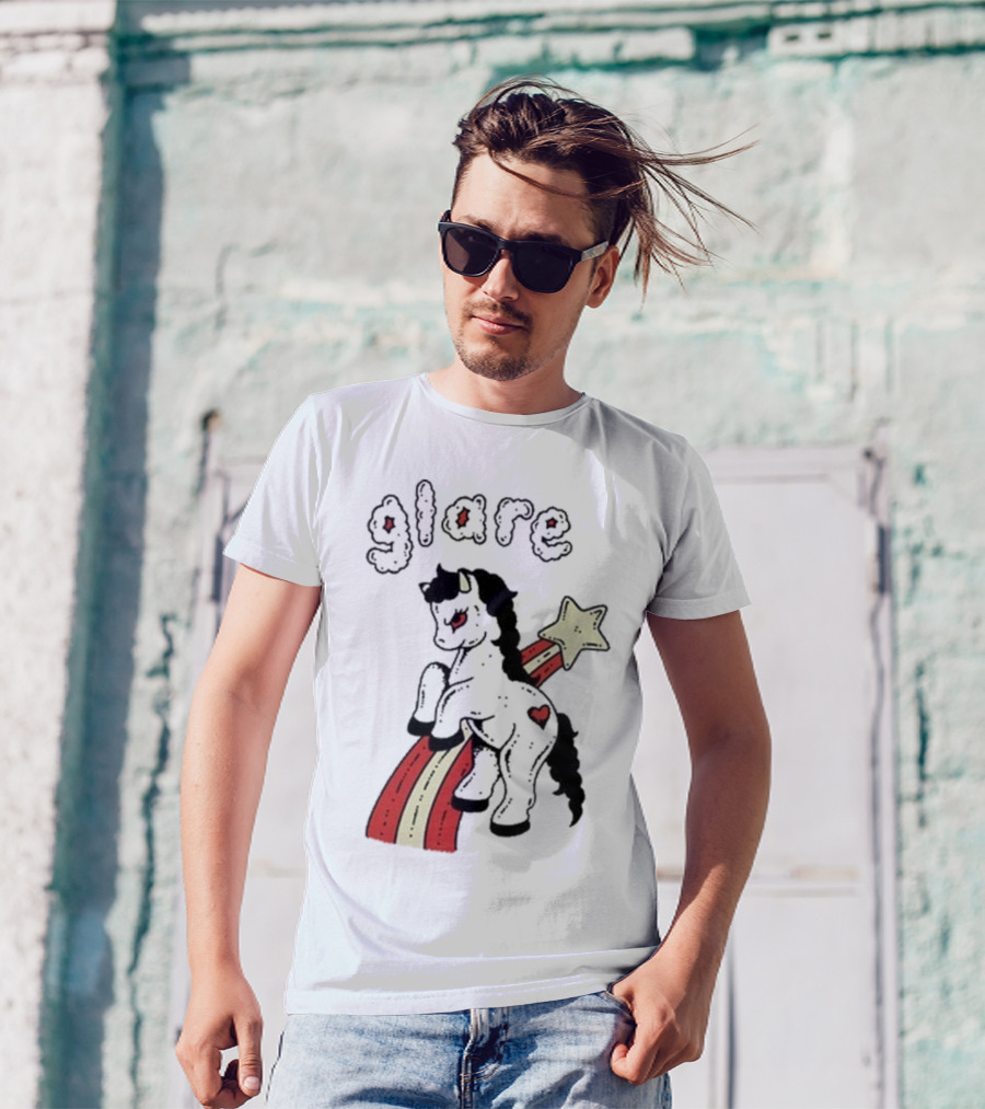 Glare Unicorn Heart Rainbow Star Ringer T-Shirt