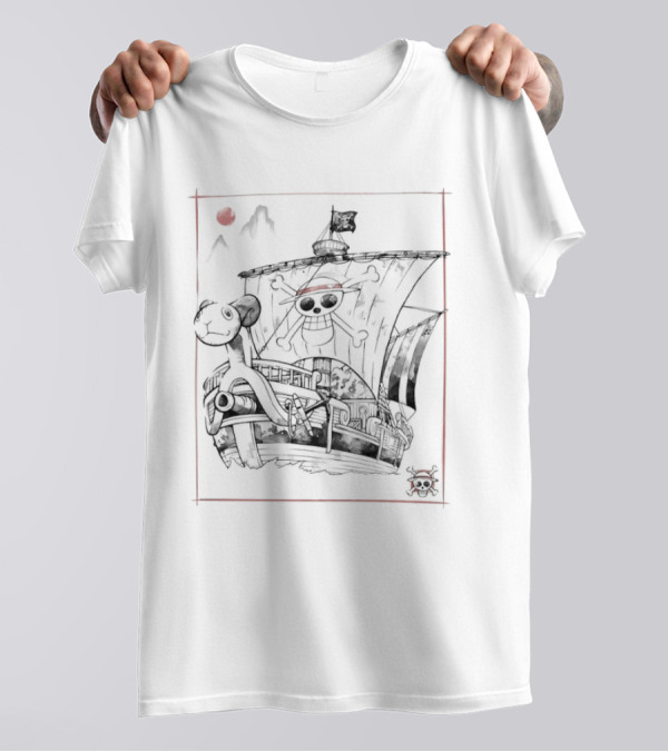 One Piece Going Merry Japanese Sumi-e Style Pirate Ship T-Shirt