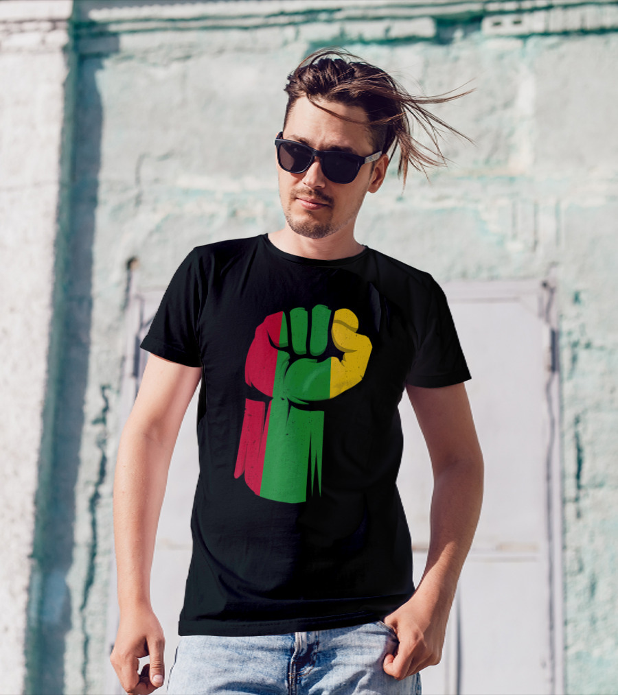 Black Fist African American Pride Black History Month Rasta Colors Fist T-Shirt