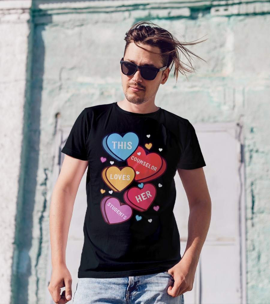 This Counselor Loves Her Students Valentine's Hearts T-Shirt