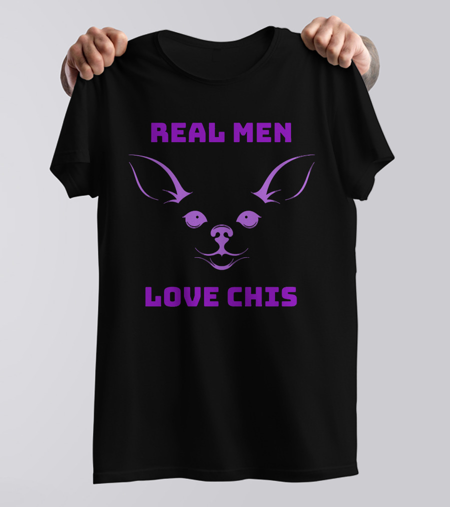Real Men Love Chis Chihuahua Face T-Shirt