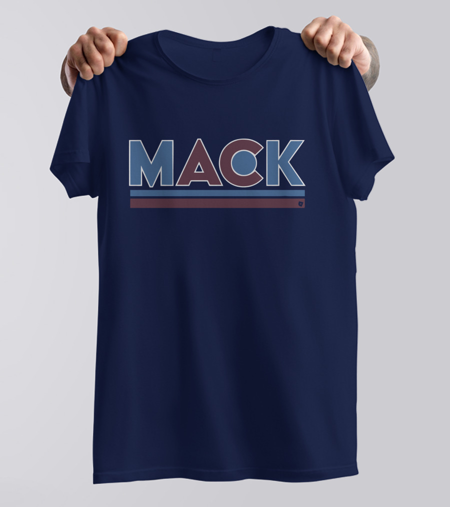 MACK Vintage Style Bold Block Letters With Blue And Maroon Stripes T-Shirt
