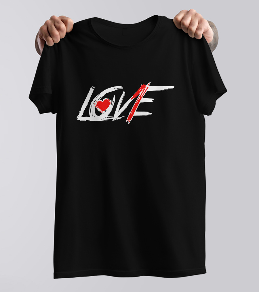 Love Heart Brushstroke Red Accent T-Shirt