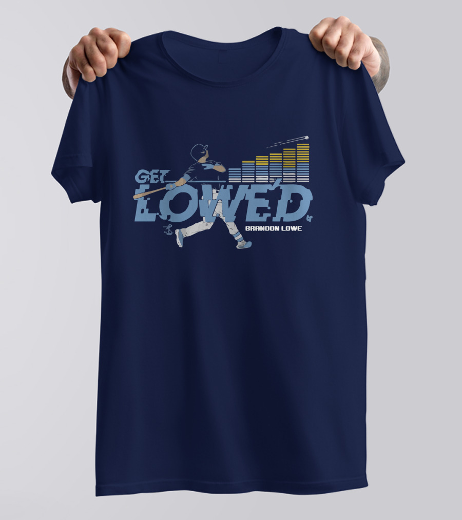 Brandon Lowe Get Lowed Baseball Swing With Rising Bar Graph T-Shirt