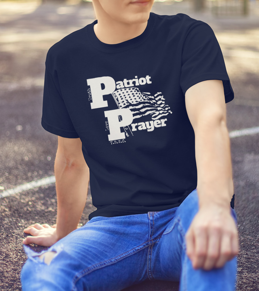 Truth Love Patriot Prayer T.B.W.C. American Flag T-Shirt