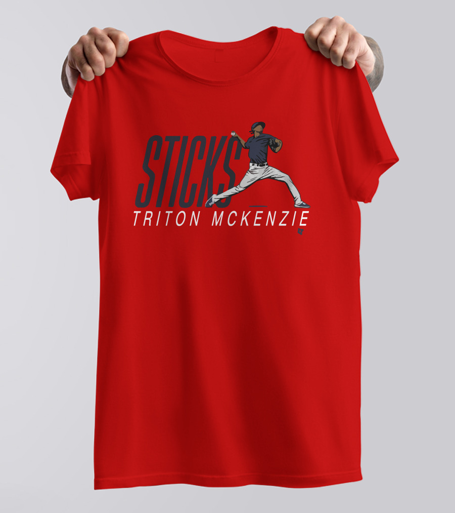 Triston McKenzie Sticks Pitching Motion Red T-Shirt