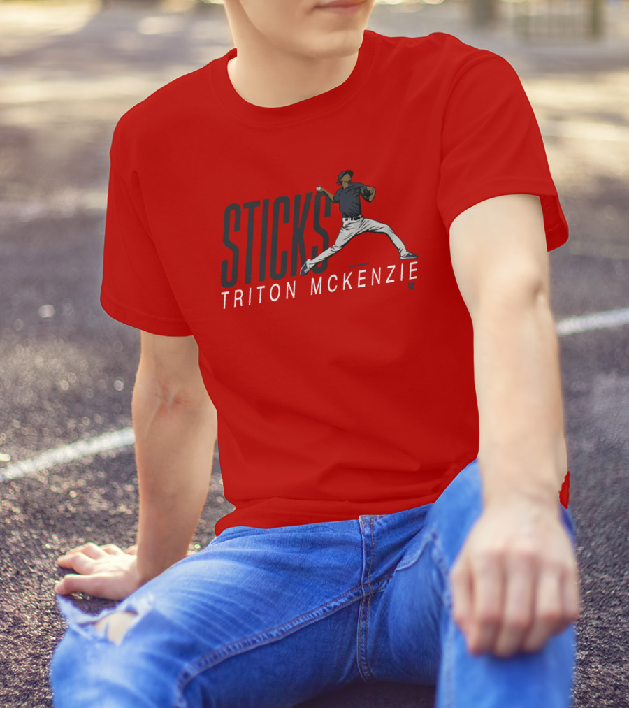 Triston McKenzie Sticks Pitching Motion Red T-Shirt