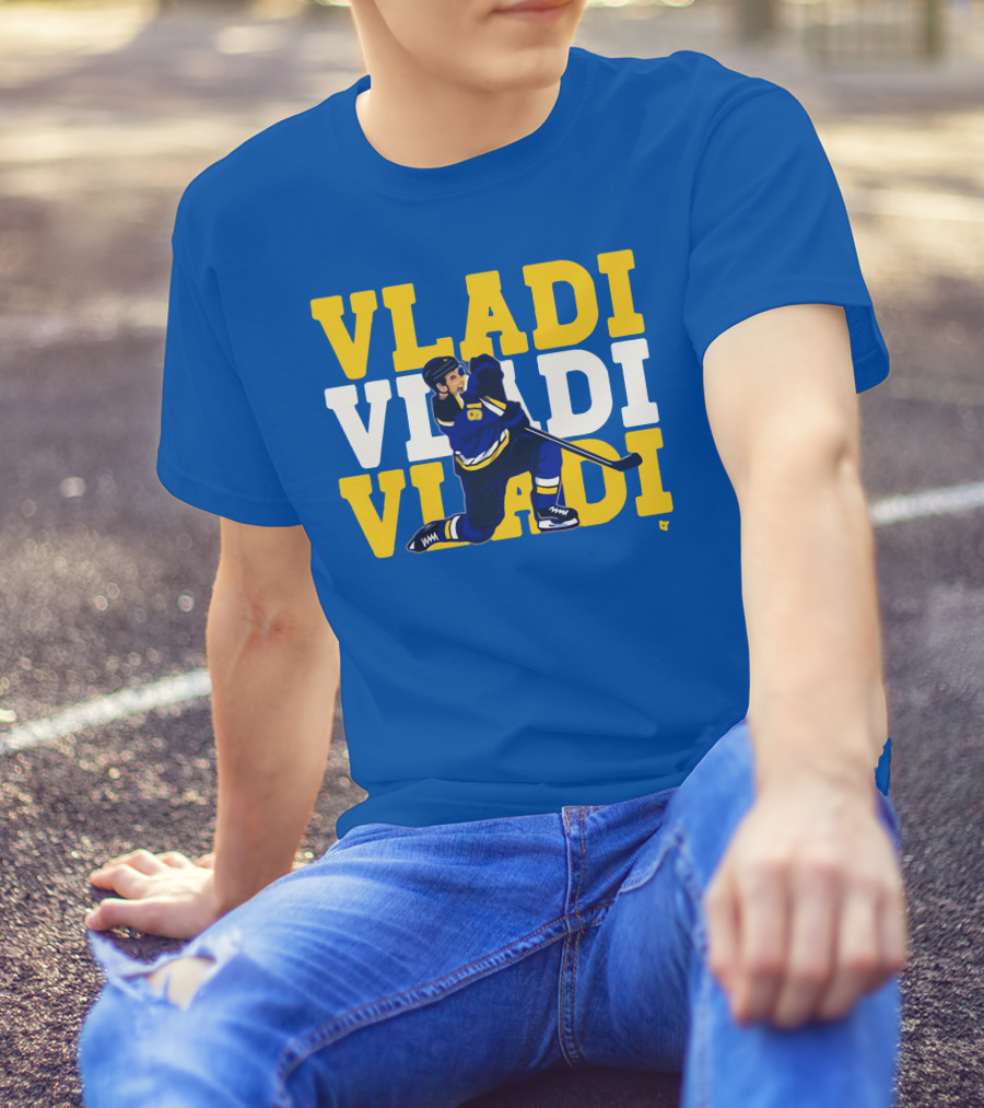 VLADI Chant Hockey Player In Blue And Yellow With Number 91 T-Shirt