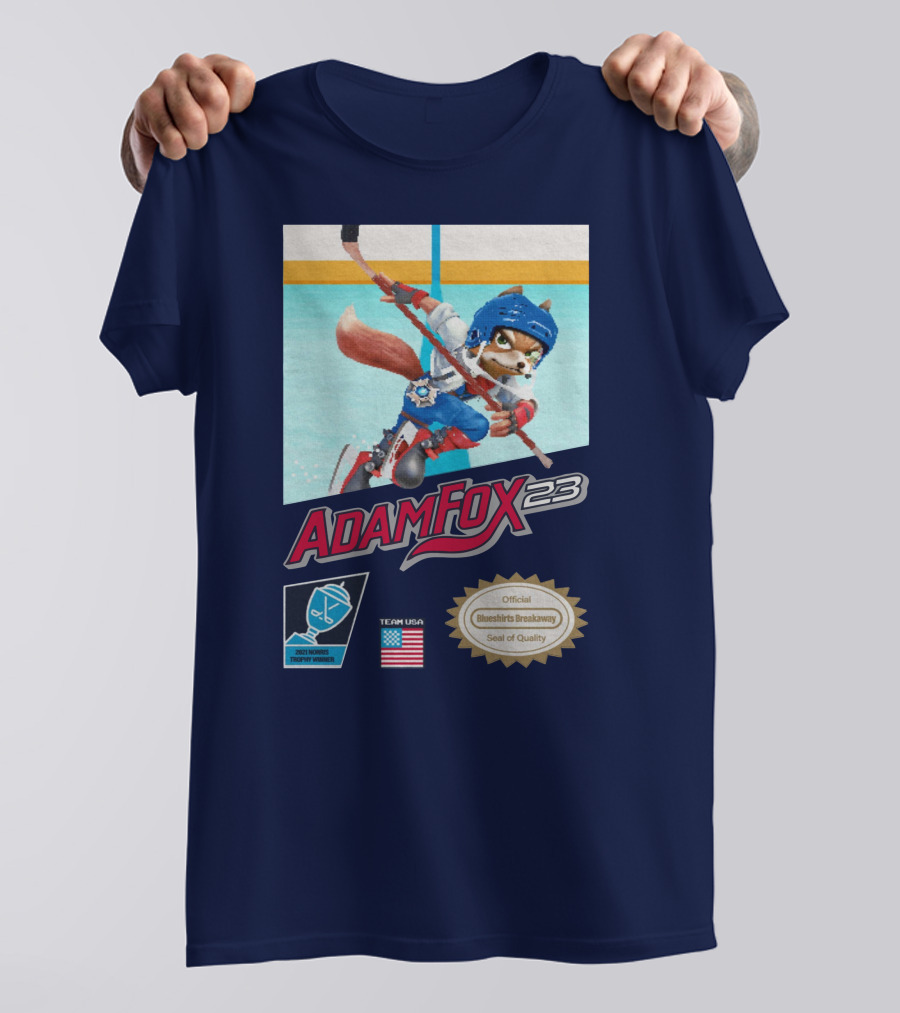 Adam Fox 23 Hockey USA Bluebirds Breakaway Seal Of Quality Team Winner T-Shirt