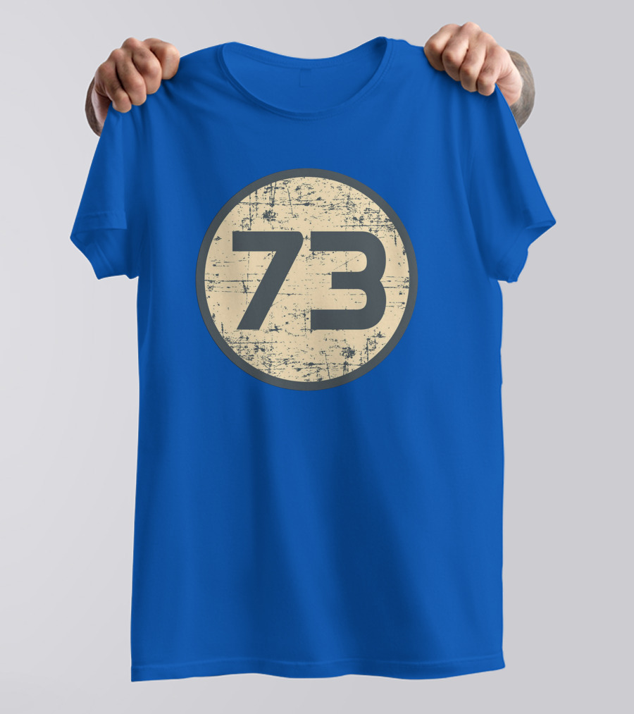 Big Bang Theory Sheldon Cooper 73 Vintage Distressed Blue Circle T-Shirt
