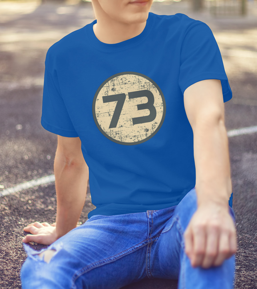 Big Bang Theory Sheldon Cooper 73 Vintage Distressed Blue Circle T-Shirt