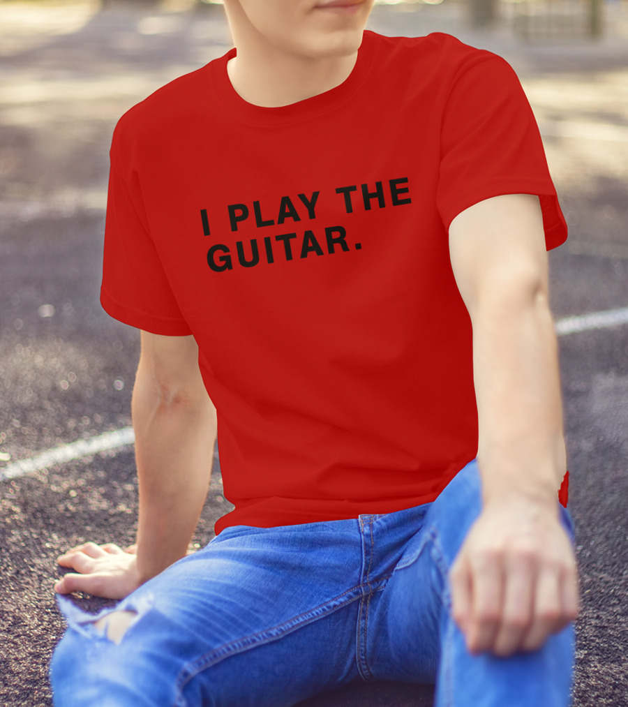 I Play The Guitar Bold Red T-Shirt