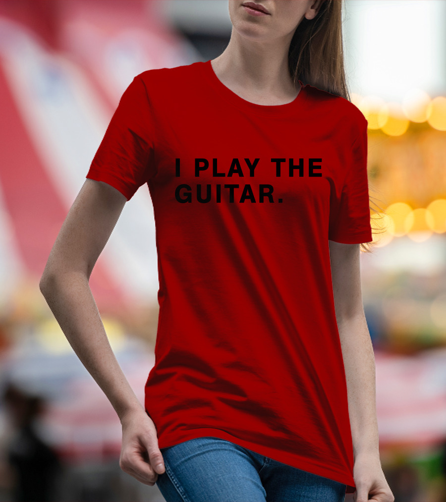 I Play The Guitar Bold Red T-Shirt