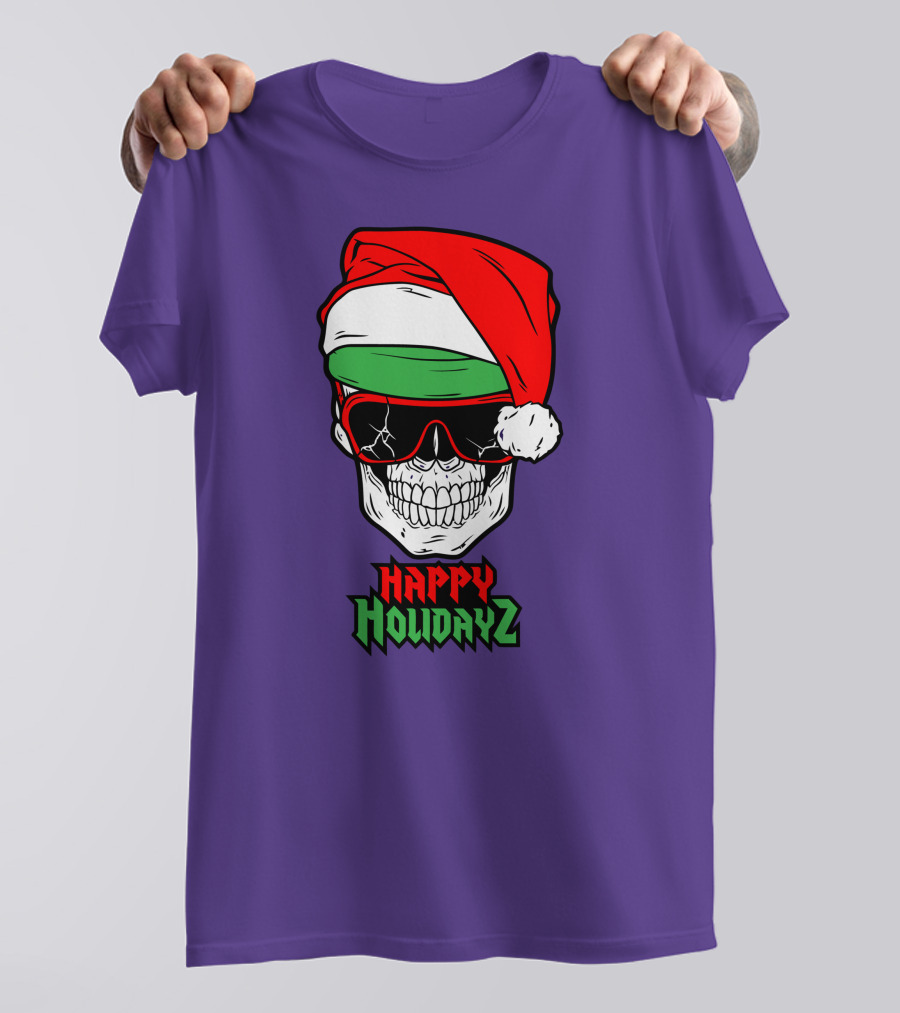 Matt Cardona Happy Holidayz Skull Santa Hat T-Shirt