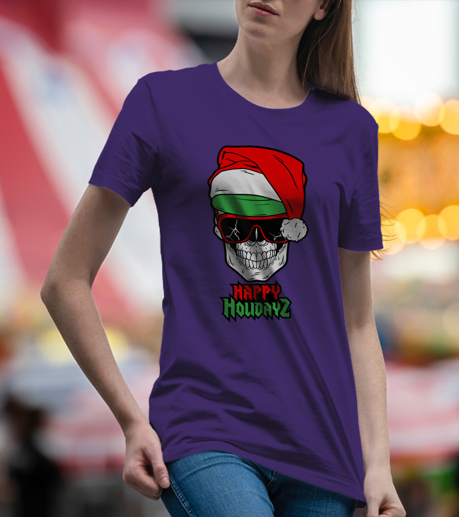 Matt Cardona Happy Holidayz Skull Santa Hat T-Shirt