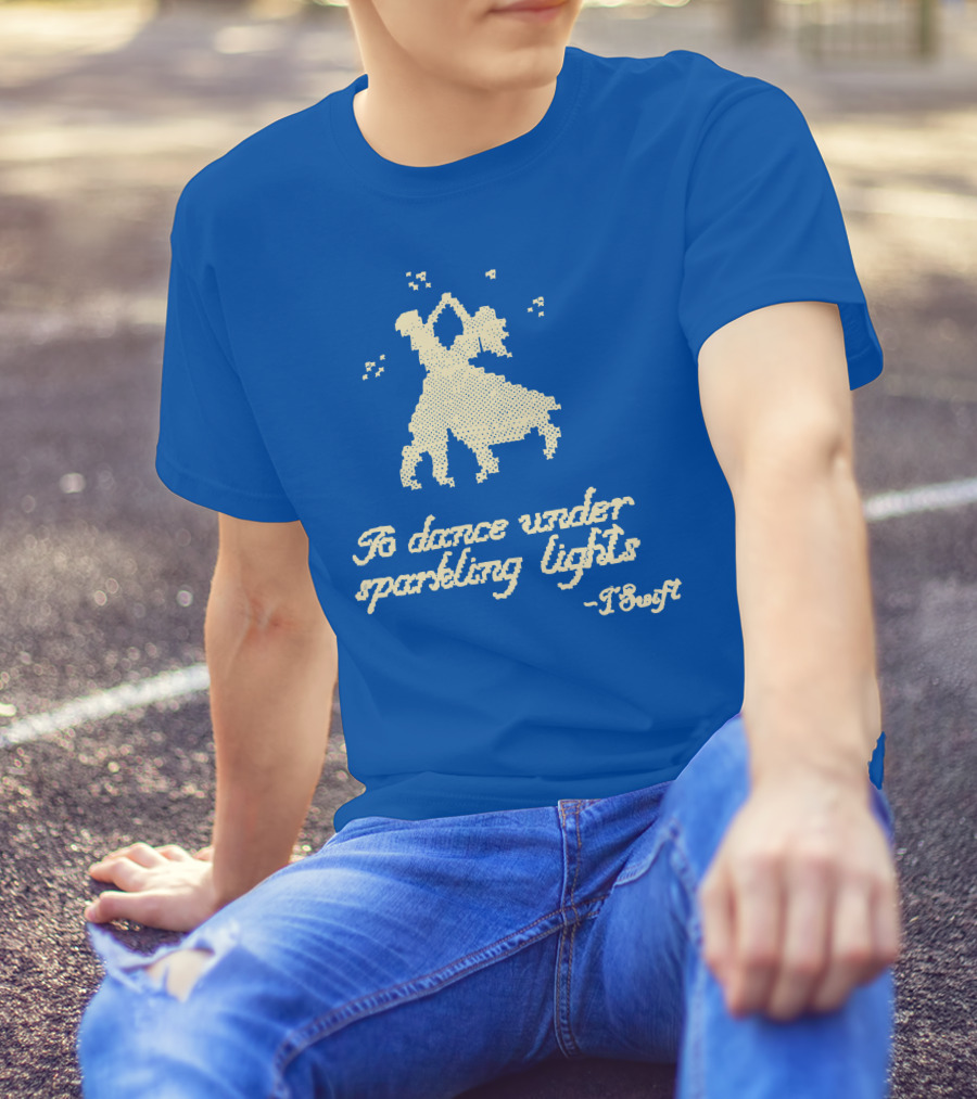 To Dance Under Sparkling Lights T Swift Christmas Tree Farm Blue T-Shirt