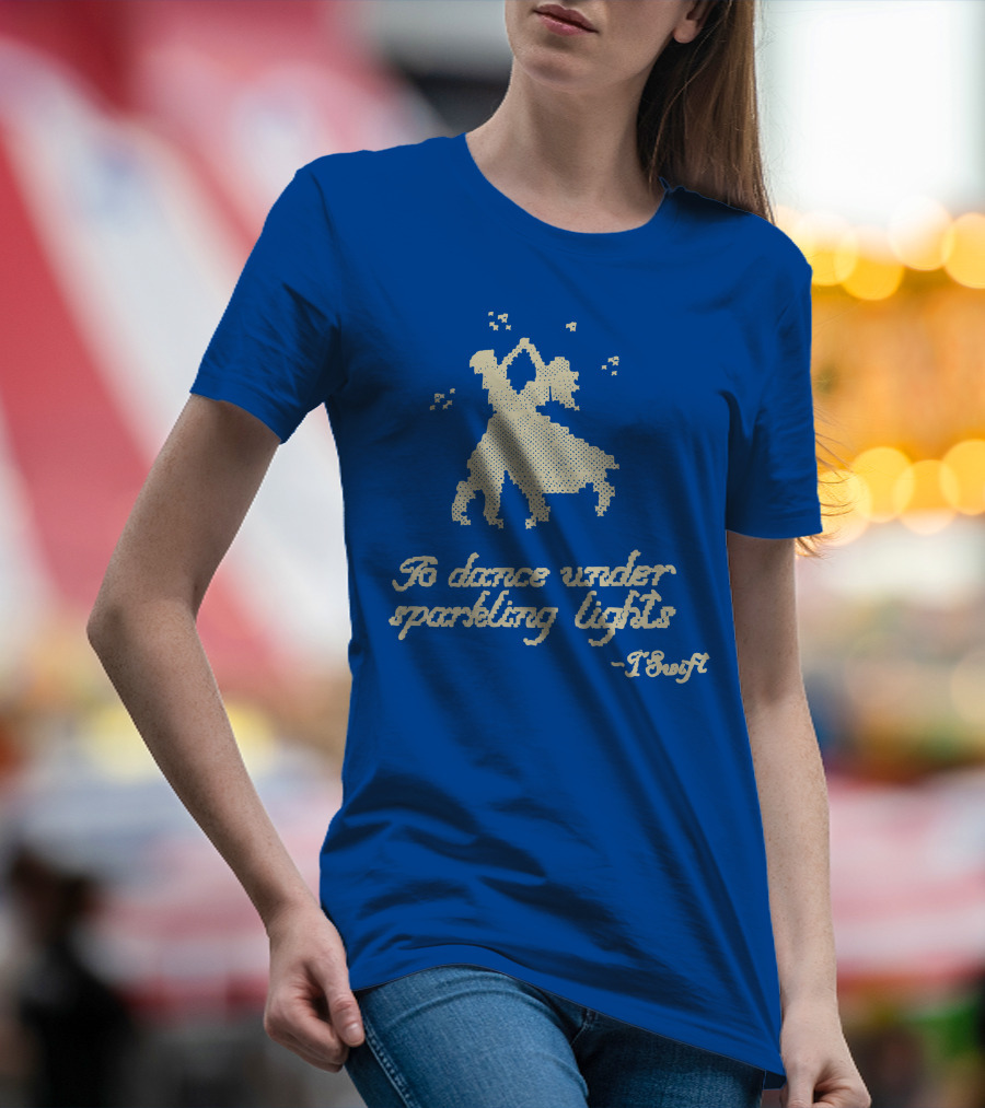 To Dance Under Sparkling Lights T Swift Christmas Tree Farm Blue T-Shirt