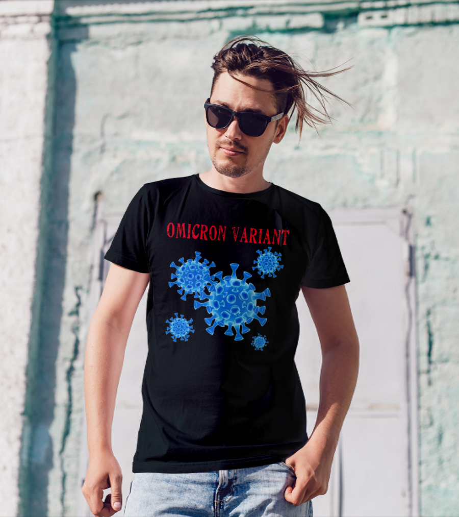 Omicron Variant Virus Graphic Blue Molecular Structure T-Shirt