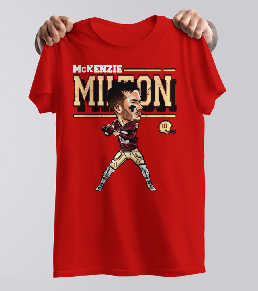 MCKENZIE MILTON FOOTBALL PLAYER CARTOON WITH HELMET NUMBER 10 T-Shirt