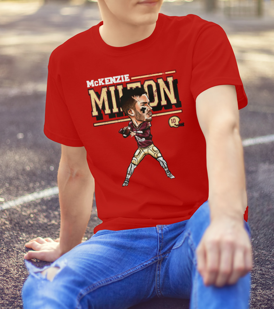 MCKENZIE MILTON FOOTBALL PLAYER CARTOON WITH HELMET NUMBER 10 T-Shirt