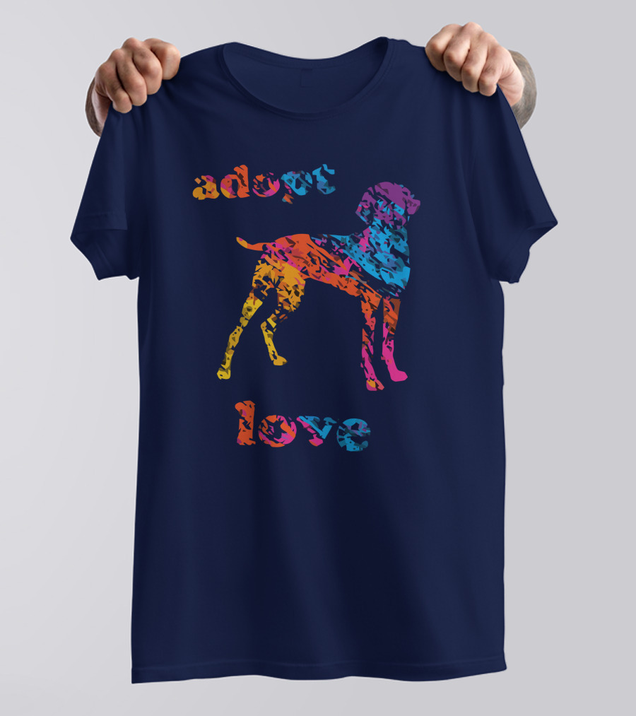 Adopt Love Rescue Dog Colorful T-Shirt