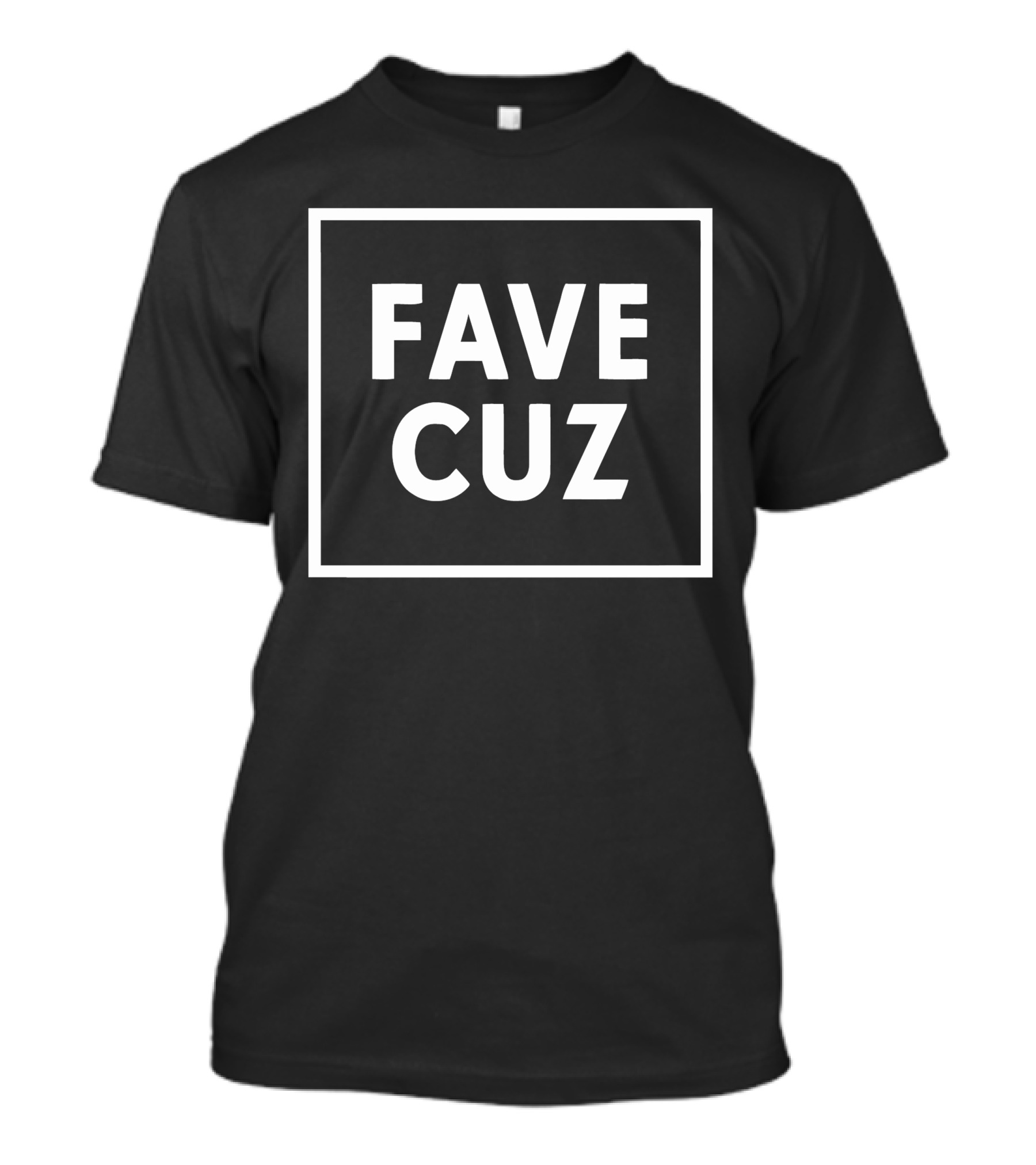 FAVE CUZ Black Square Bold Text Minimalist T-Shirt