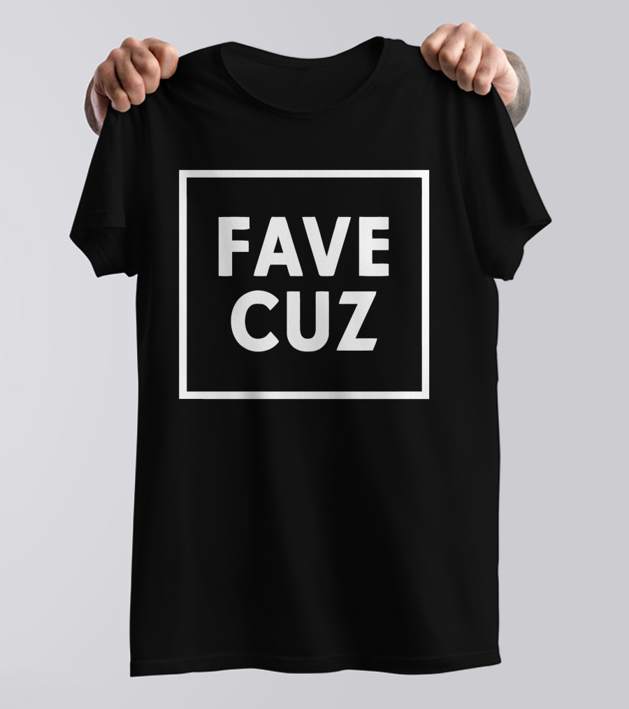 FAVE CUZ Black Square Bold Text Minimalist T-Shirt