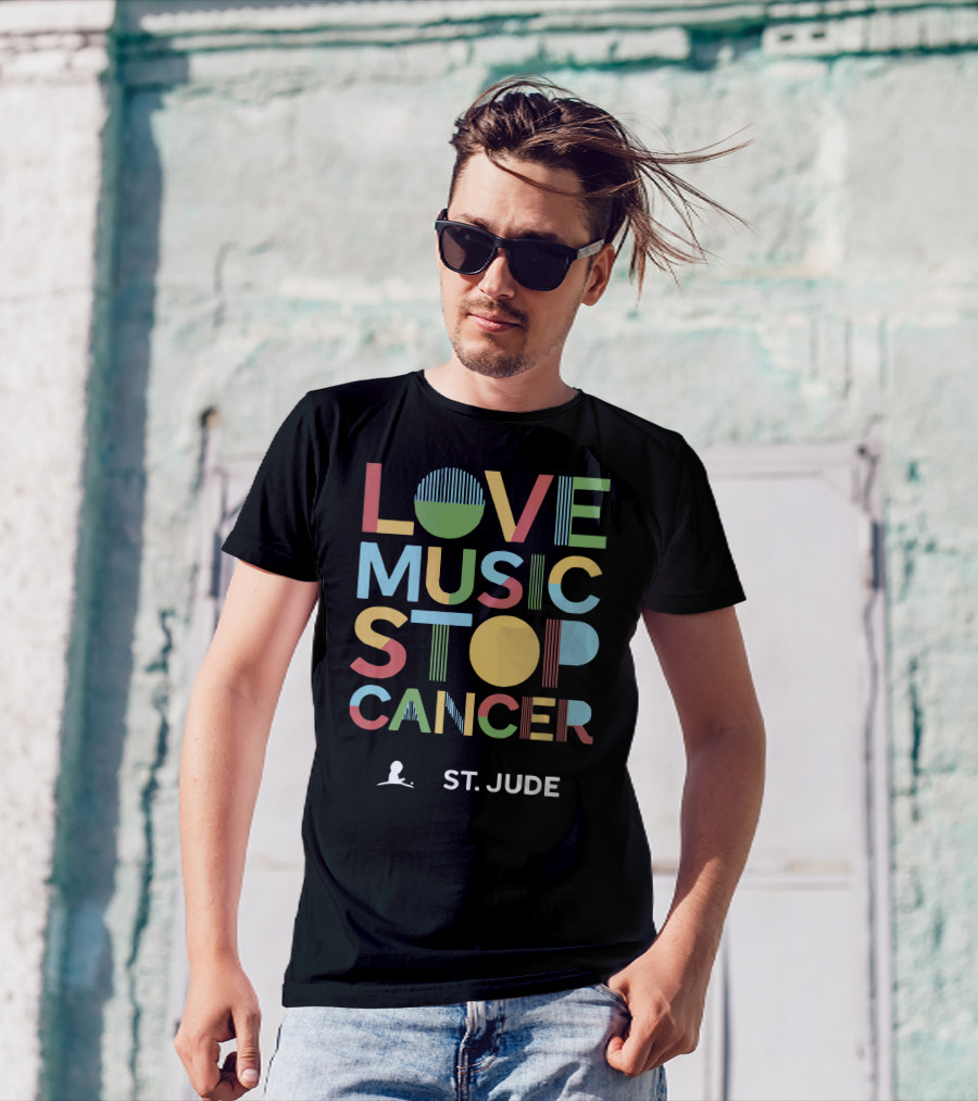 LOVE MUSIC STOP CANCER ST. JUDE T-Shirt