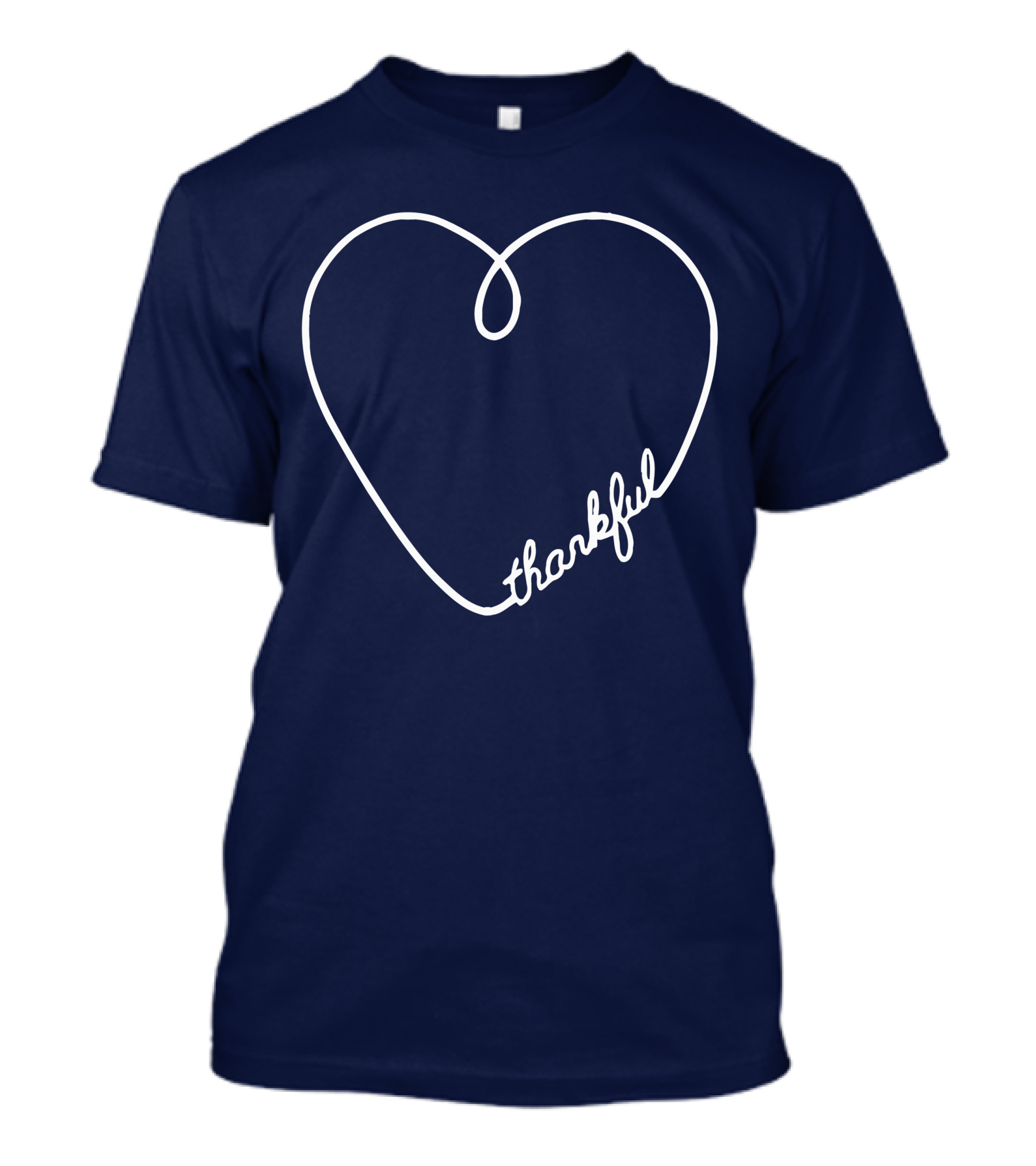 Thankful Script Heart Outline T-Shirt